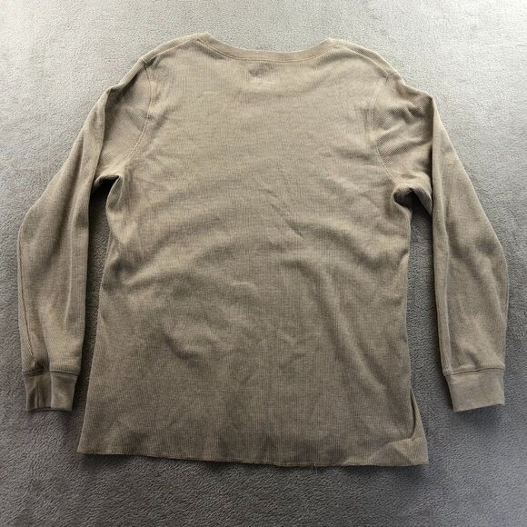 Natural Reflections Mens T-Shirt XXL Beige Tan Waffle Knit Long Sleeve Thermal - Picture 9 of 9